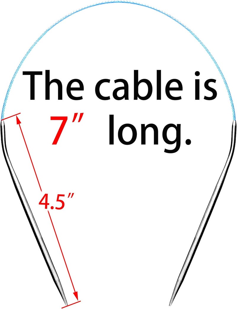 cuteDIY Size 6 Circular Knitting Needles 16 Inch Set Round Metal Kit (Etched US&mm, Color-Coded Cable, Smooth Join) - Image 3